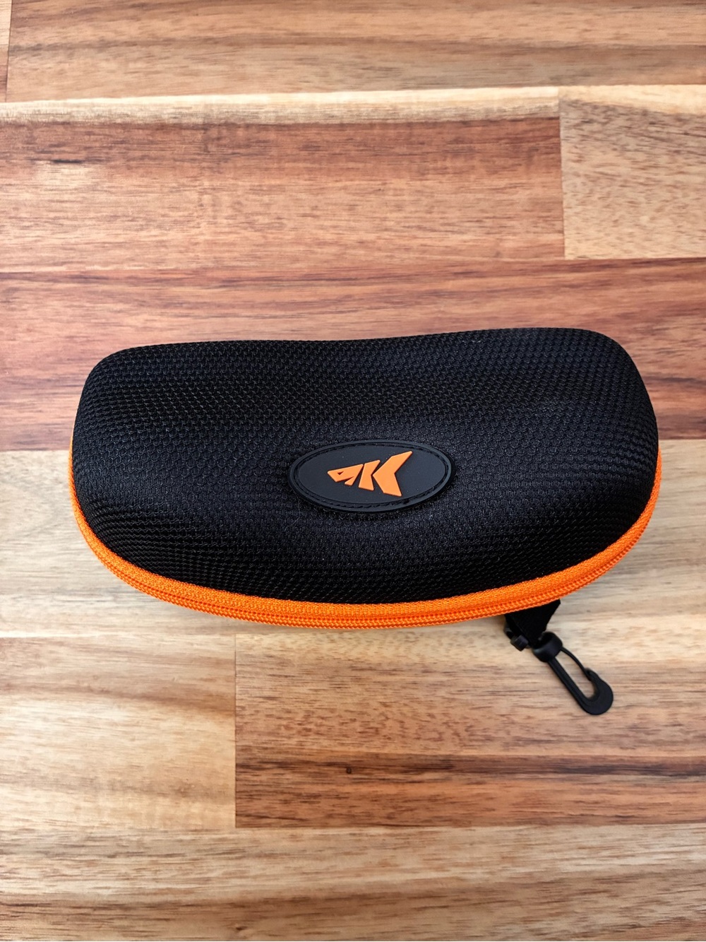 KastKing Sunglasses Glasses Hard Case Black w/Orange Trim, Zipper, Belt Clip